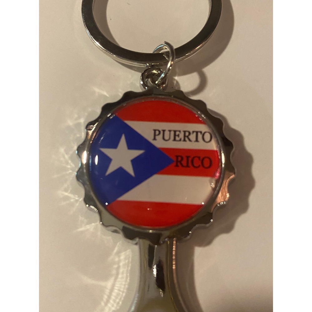 Rico Puerto Rico Flag Bottle Opener Keychain Mens Multicolor Metal Key Ring - Picture 4 of 5